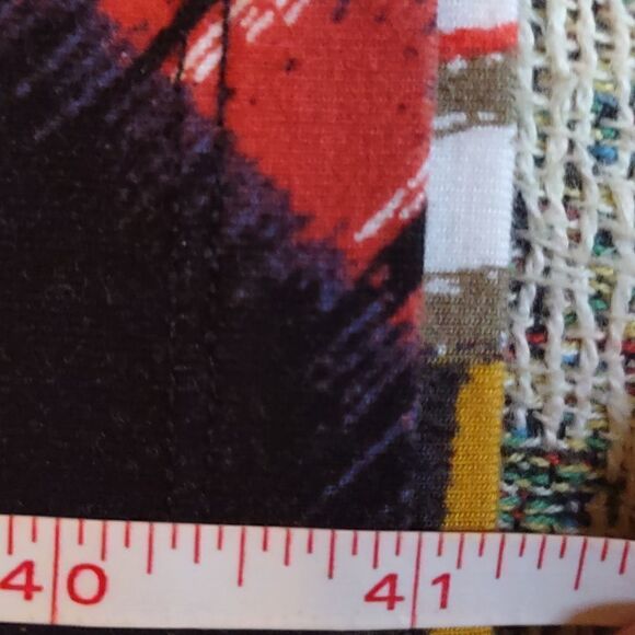 Apt. 9, size S orange lavender yellow black geometric pullover spandex dress - Picture 7 of 8